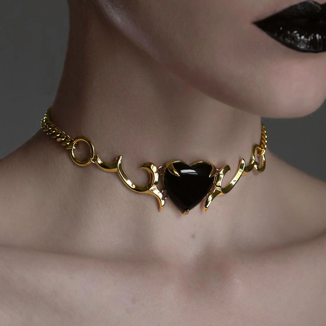 GALACTIC. Cosmic Waves Obsidian Choker - Gold