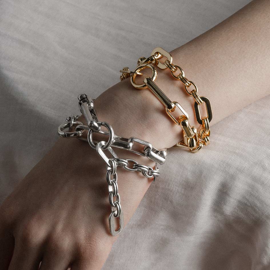 GWEN. Multi Wrap Chunky Bracelet - Silver - Image 2