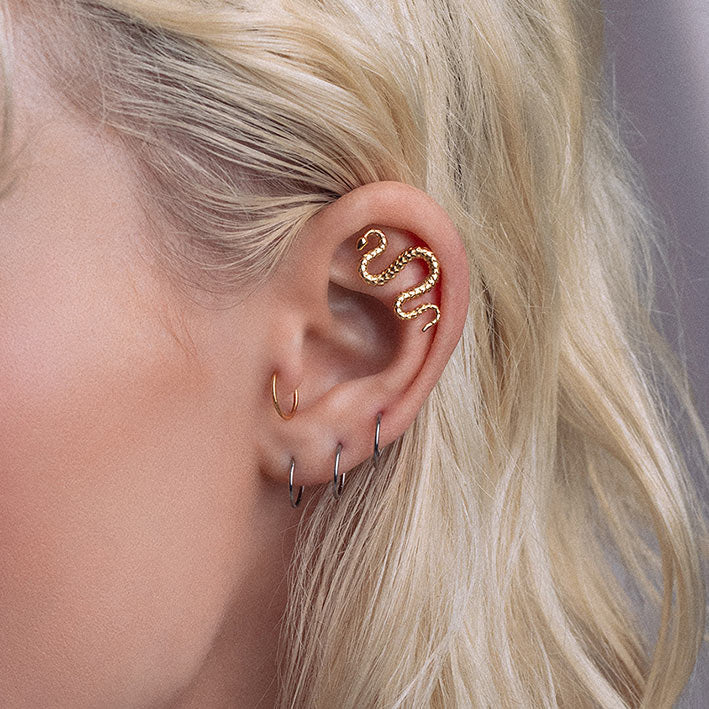 MINERVA. Snake Stud Earring - Gold - Image 2
