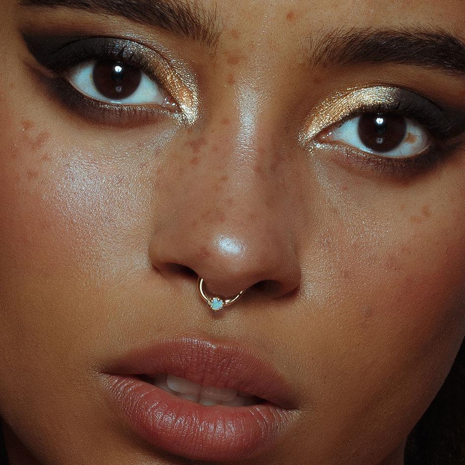 NEBULA. Opal Silver Clicker Ring - Septum - Image 2