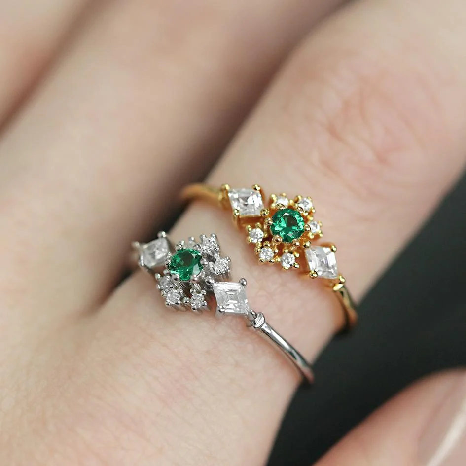 SUPERNOVA. Green Quartz Cluster Silver Ring - Image 2