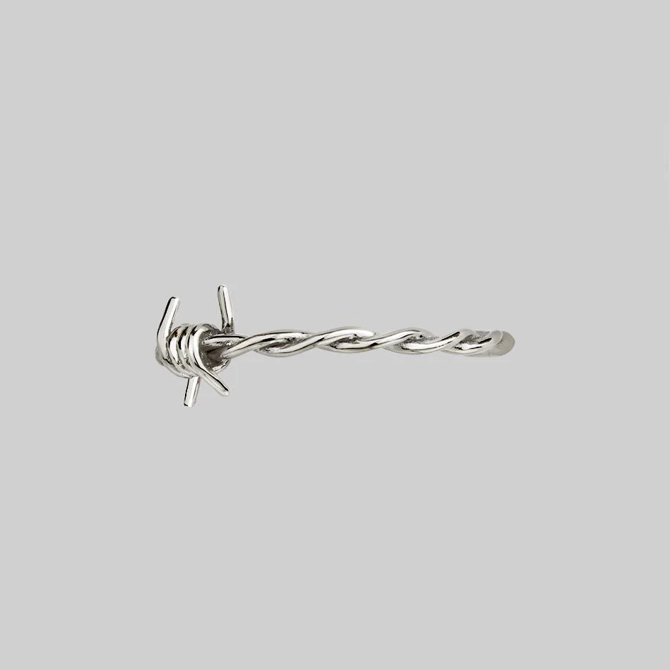 SURVIVAL. Symbolic Barbed Wire Ring - Silver - Image 3