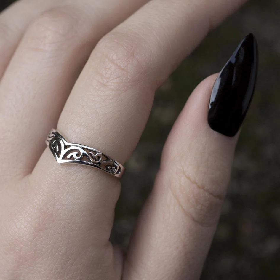 TRIBE. Silver Chevron Ring - Image 2